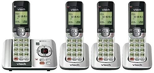 VTech CS6529-4 DECT 6.0 Phone Answering System with Caller ID/Call Waiting, 4 Cordless Handsets, Silver/Black VTech CS6529-4 DECT 6.0 Phone Answering System with Caller ID/Call Waiting, 4 Cordless Handsets, Silver/Black